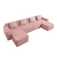 thumbnail image 5 of Newest Modular 4 Seat U Shape Sectional Boneless Sofa, Cloud Sectional Couch,Deep Seat, Modern Modular 4-Seat Sofa Couch,Throw Pillows,2 Movable Ottomans, Corduroy Fabric Pink, 5 of 11