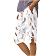 thumbnail image 2 of Sakmal Women's Shorts Straight Leg Bermuda High Waisted Knee Length Graphic Trendy White Ladies Shorts with Pockets, 2 of 5