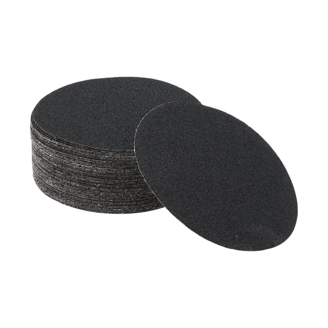50 Pcs Discos de Lija Redondos 60 Grano con Gancho y Asa Universal para Restauración Automotriz 125x125mm Carburo de Silicio Negro