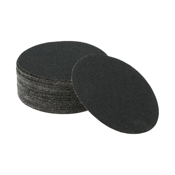 50 Pcs Discos de Lija Redondos 60 Grano con Gancho y Asa Universal para Restauración Automotriz 125x125mm Carburo de Silicio Negro