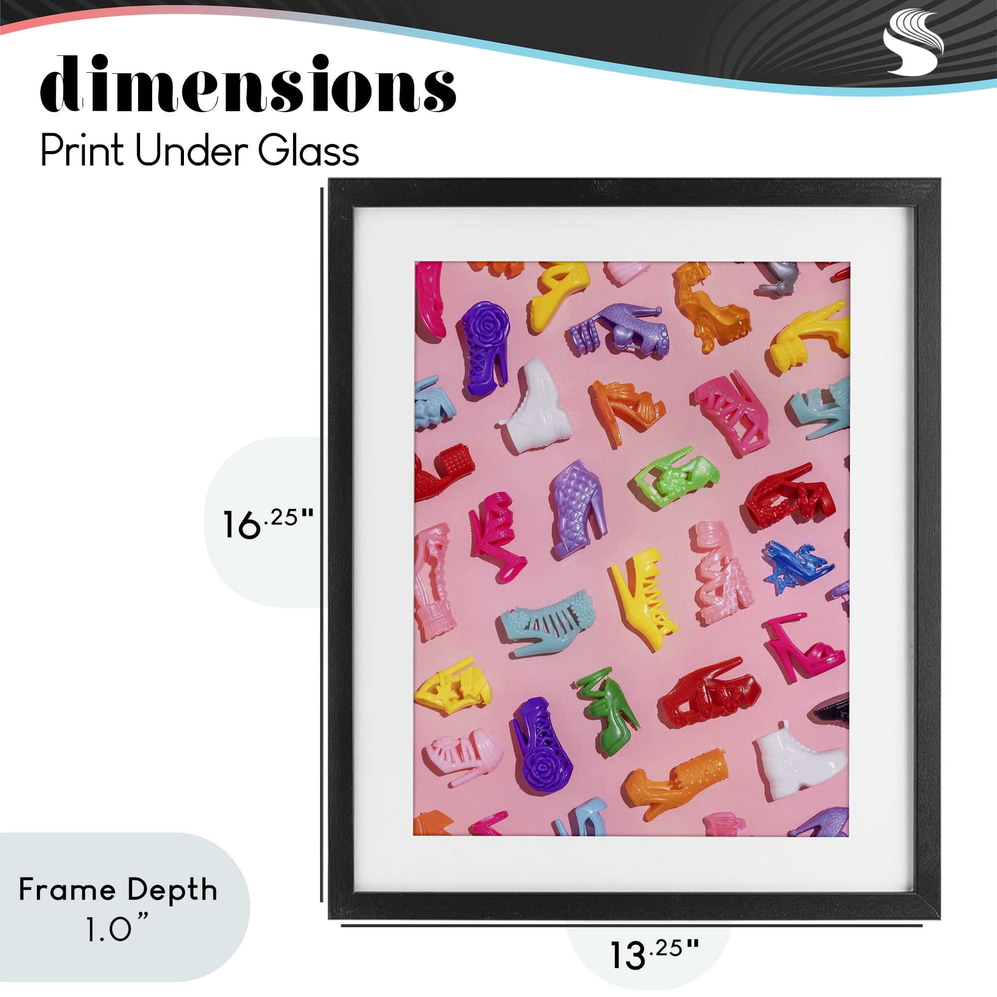 Stupell Industries Tiny Colorful Doll Shoes Black Framed Print Under Glass, design by LISH Creative