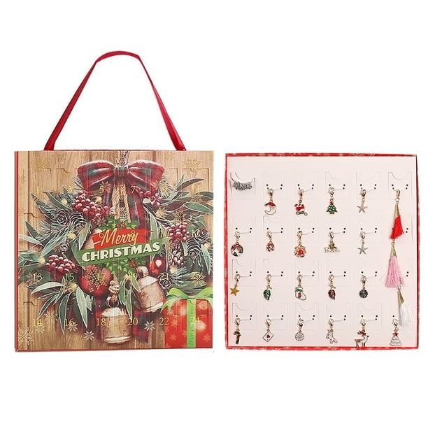 Conjunto De Joyas De Navidad Adornos Regalo Cuenta Regresiva Calendario Adviento Colgantes Pulseras Caja De Regalo Portátil Conjunto Para Niños Kid Serendint HA038865-00