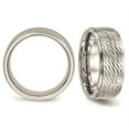 thumbnail image 3 of Mens Stainless Steel 9mm Brushed Center Ridged Edge Diamond Cut Ring, 3 of 4