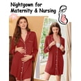 thumbnail image 6 of Ekouaer Womens Long Sleeve Nightgown Button Front Sleepshirt Boyfriend Pajama Dress, 6 of 7