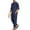Navy Blue, variant on COOFANDY Men's 2 Pieces Cotton Linen Set Long Sleeve Henley Shirts Casual Beach Pants With Pockets Summer Yoga Outfits