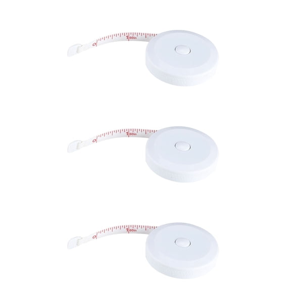 Set of 3 Button Retractable Tape Measure Round Object Measuring