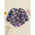 thumbnail image 5 of aturustex Toddler Baby Girls Plush Sweatshirts Rompers 0-24M Infant Long Sleeve Bodysuits Pullovers Crew Neck Flower Jumpsuits Newborn Cozy Warm Floral Winter Clothes Kids Casual Daily Fleece Outfits, 5 of 8