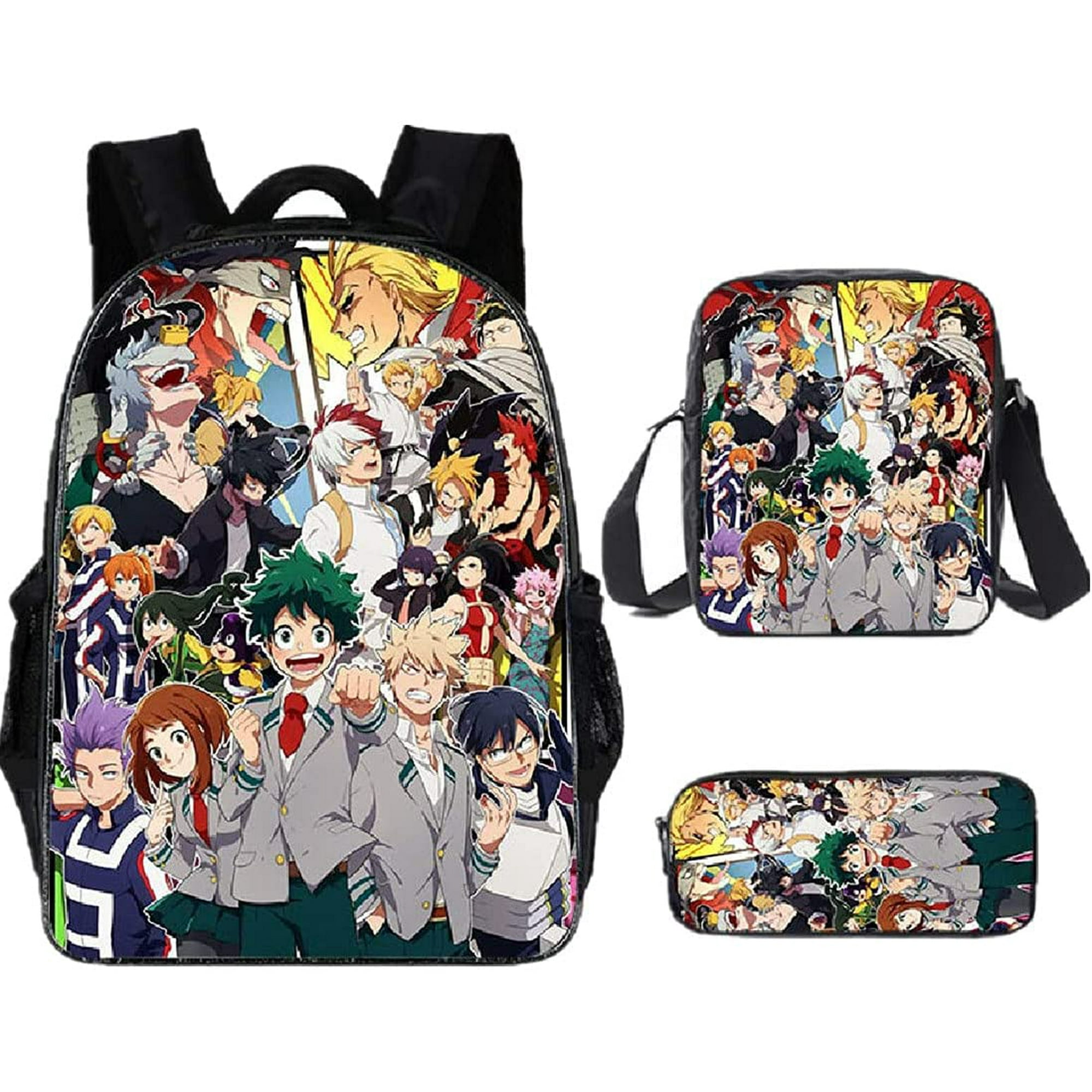 Anime Backpack Boku No Hero Backpack School Bag 3 PCS Bag D