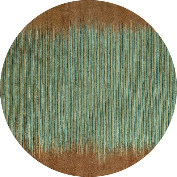 Ahgly Company Indoor Round Abstract Light Blue Modern Area Rugs, 3' Round