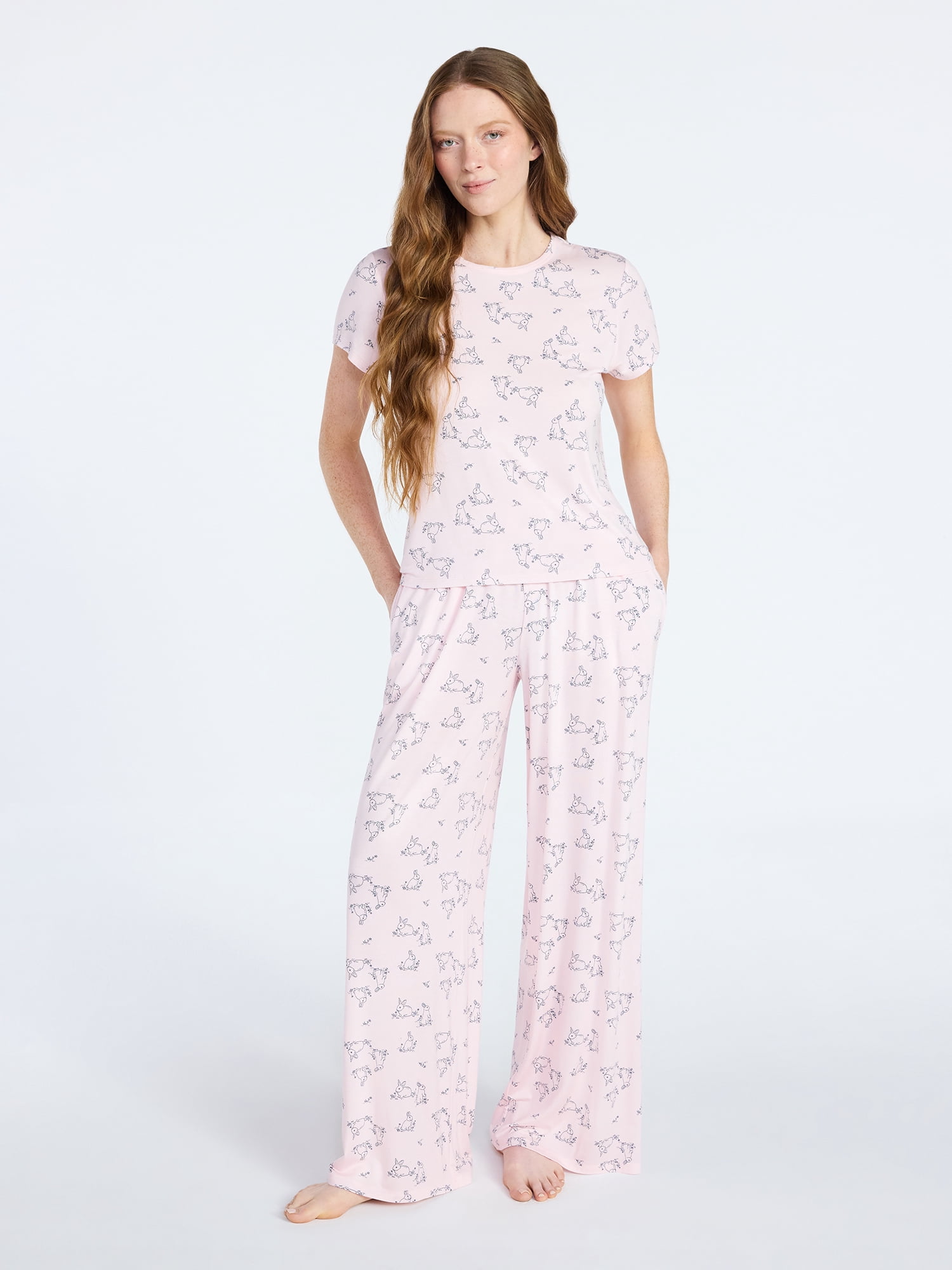 Joyspun Women’s Scoop Neck Sleepwear Modal Tee with Short Sleeves, Sizes S-3X