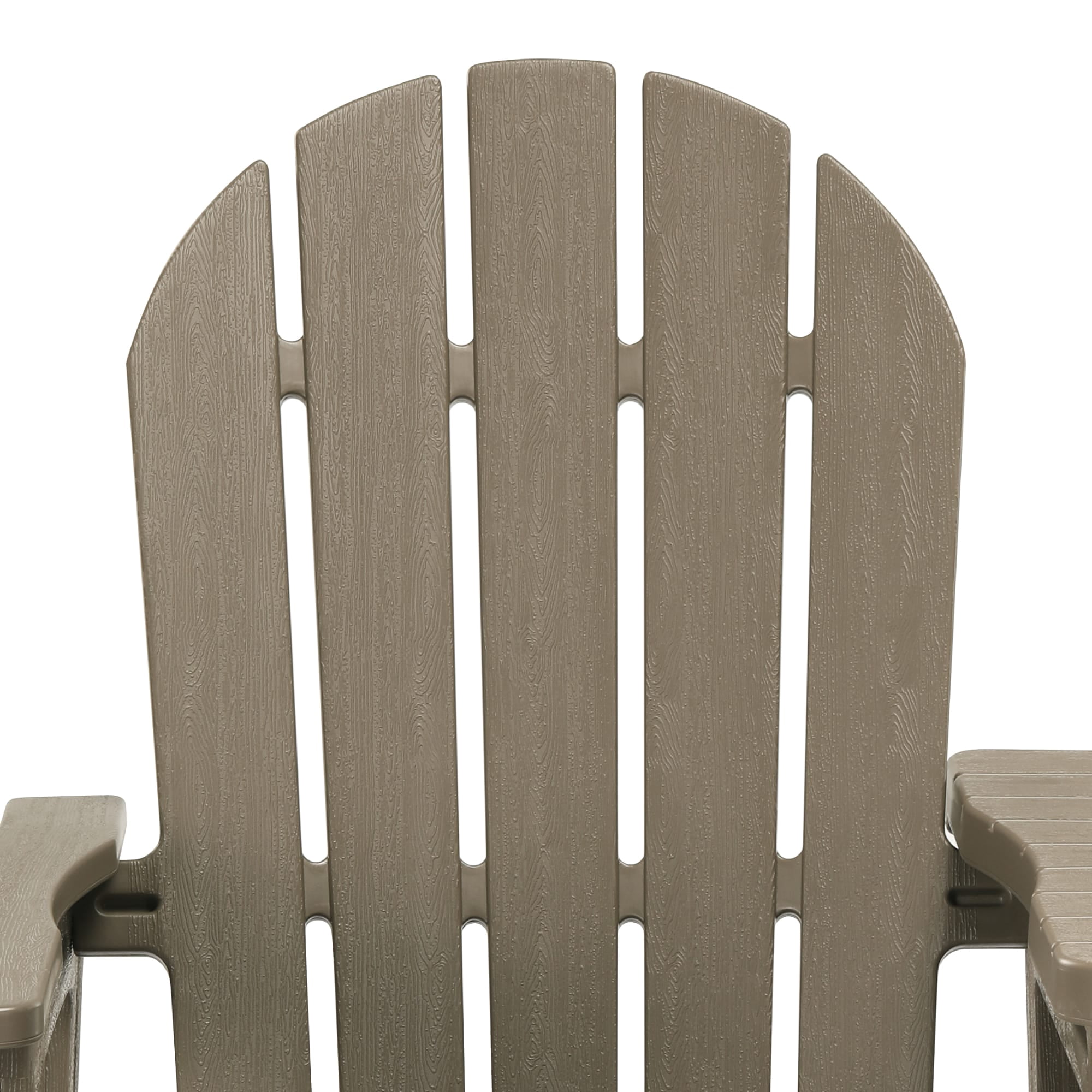WestinTrends Azura Outdoor HDPE Adirondack Chairs With Connecting Table Tray (Set of 2), Weathered Wood