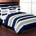 thumbnail image 3 of Sweet Jojo Designs Stripe Blue Grey Full/Queen Bed Comforter 3 Piece Bedding Set - 3 Piece, 3 of 6