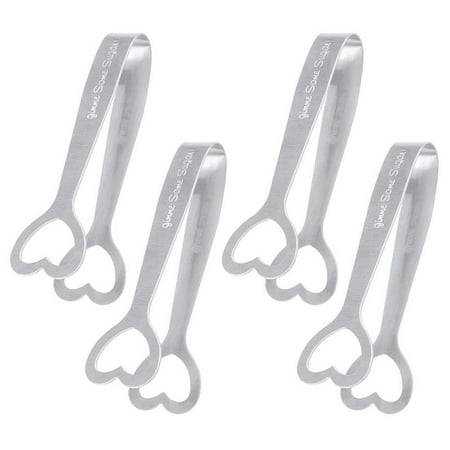 

4Pcs Mini Sugar Tongs | Silver Hollow Heart Ice Tongs | Small U-Shaped Stainless Steel Candy Tongs Kitchen Small Appetizers Food Serving Tongs for Wedding Birthday Party Bar Cafe (4.2 in)