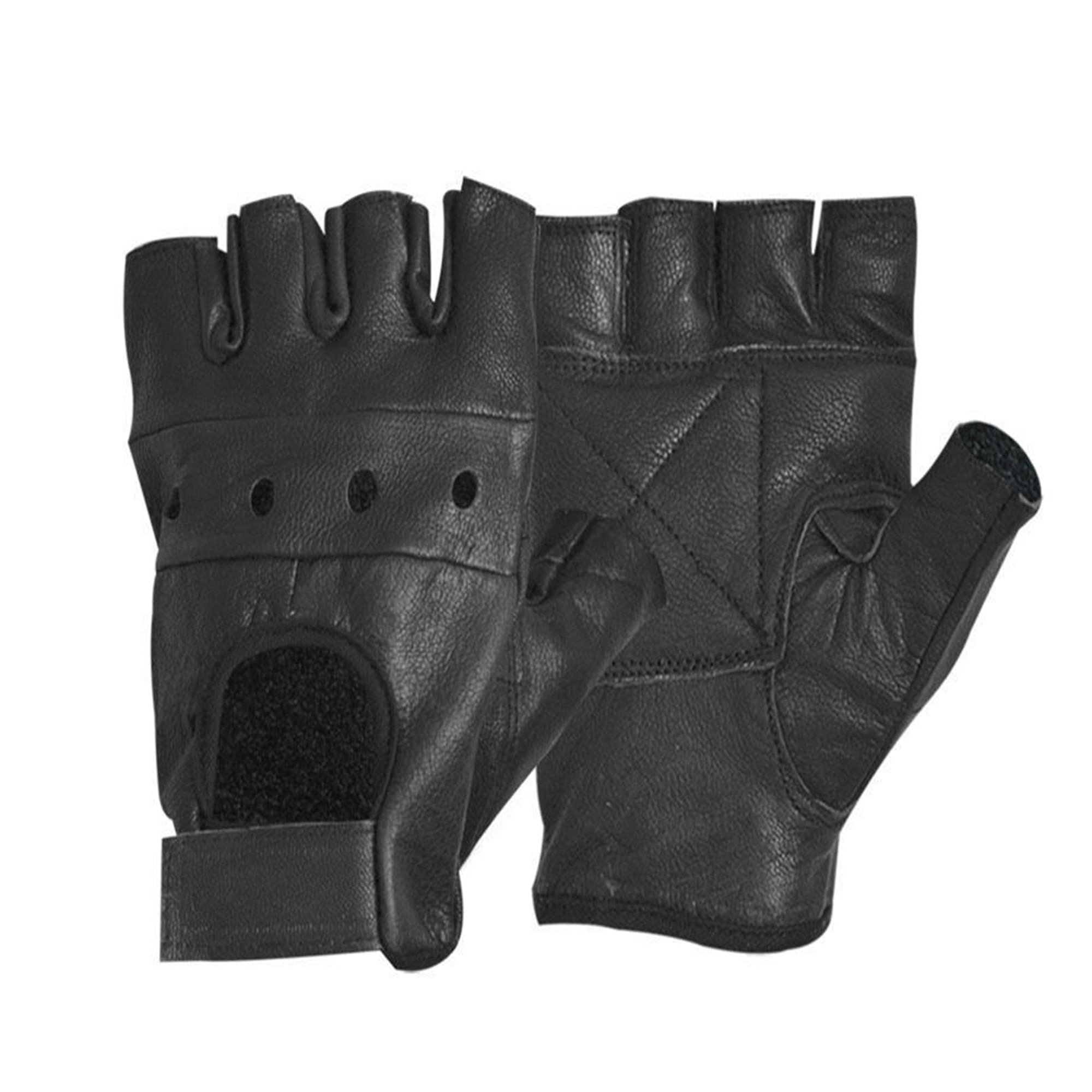 LEATHER WHEELCHAIR GLOVES FINGERLESS HALF FINGER WEIGHT LIFTING TRAINING FITNESS 