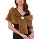 thumbnail image 1 of CHAL DE PIEL SINTÉTICA PARA MUJERES INSPIRE CHIC, ENVOLTORIO CAPA PARA BODA, SHRUG DE NOVIA CON BROCHES DE RINCONES DE PERLA FALSA, TALLA XL, COLOR MARRÓN, 1 of 6
