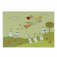 thumbnail image 1 of Fantasy Cutting Board, Girl Floating over the City with Colorful Balloons Doodle Style Town on Hill, Decorative Tempered Glass Cutting and Serving Board, Small Size, Multicolor, by Ambesonne, 1 of 1