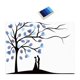 thumbnail image 1 of Lienzo con diseño de árbol de huellas dactilares, libro de visitas para bodas único, regalo considerado, manualidades, fiesta Azul, 1 of 9