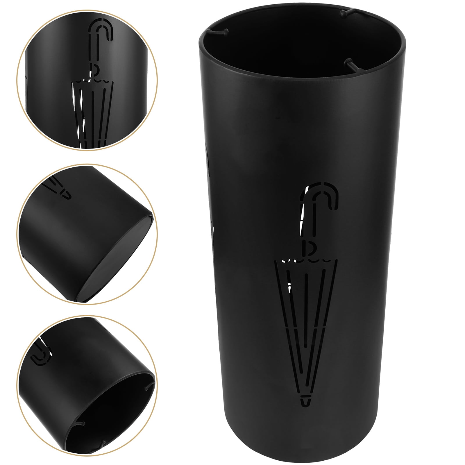 Metal Round Umbrella Stand Rack, Free Standing Umbrella Holder Bin, Canes Walking Sticks Holder for Entryway, Home, Office, Black