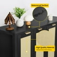 thumbnail image 6 of Rattan Sideboard Buffet Credenza Cabinet - Large Farmhouse Kitchen Coffee Bar Cabinet with 4 Rattan Door Storage for Entryway Living Room, 55" x 15" x 31.5" (Black), 6 of 8