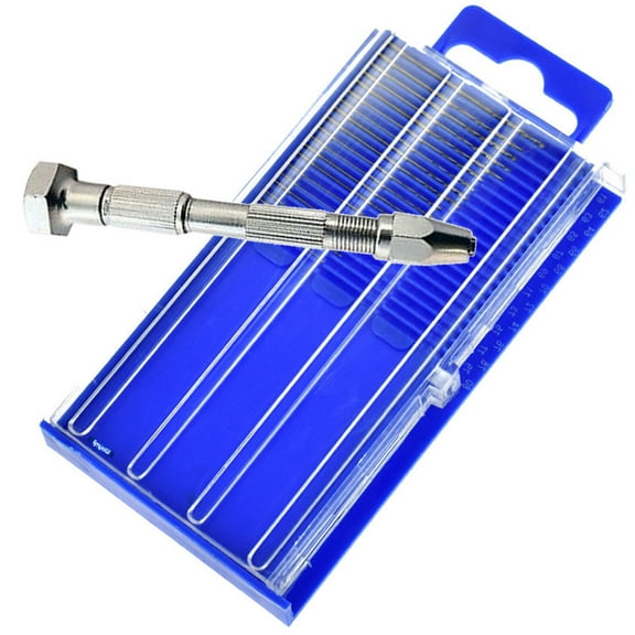 20 pc Mini HSS Twist Micro-Drill Bits Set Index 61-80 w/Steel Hand Drill hobby