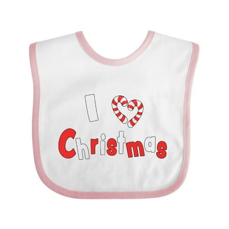 

Inktastic I Love Christmas- candy cane heart Gift Baby Boy or Baby Girl Bib