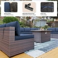 thumbnail image 3 of Kullavik 15 Piece Rattan Wicker Outdoor Patio Furniture Set, Navy Blue, 3 of 5