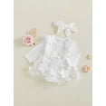 thumbnail image 5 of Miaouyo 0-18 Months Infant Baby Girl Fall Outfits Decorative Flower Butterfly Long Sleeve A Line Mesh Dress and Headband 2 Pcs Clothes Set, 5 of 9