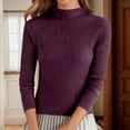 thumbnail image 2 of Fiaer Fall Sweaters for Women 2025 Crew Neck Long Sleeve Plus Size Trendy Casual Solid Color Lightweight Ribbed Knit Tops Purple XXL, 2 of 7