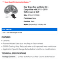 thumbnail image 2 of Rear Brake Pad and Rotor Kit - Compatible with 2015 - 2019 Volkswagen e-Golf 2016 2017 2018, 2 of 2