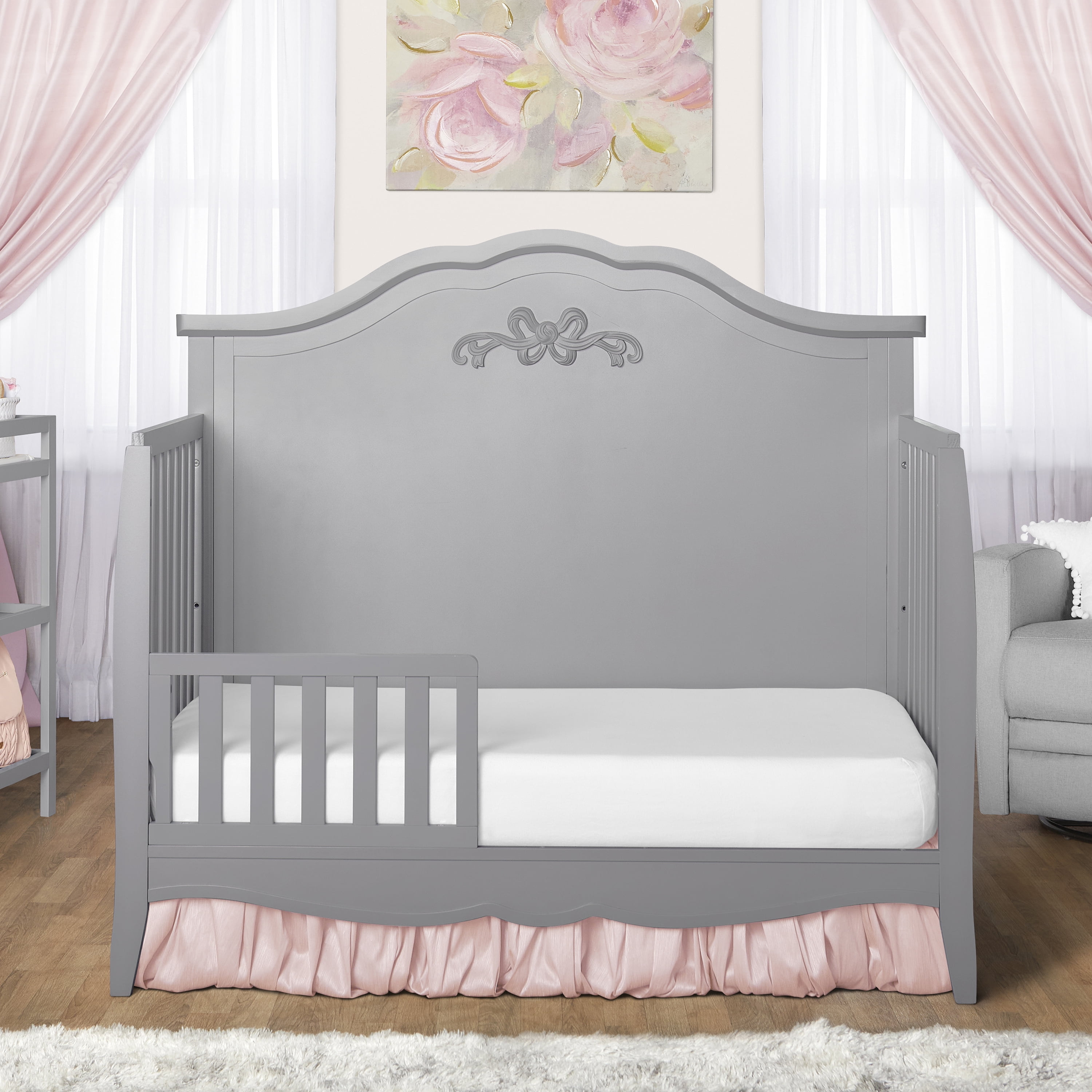 Slumber Baby Nursery Essentials Bundle Jasmine 4 in 1 Convertible Crib, Slumber Baby Jasmine Changing Table, with a Dream On Me Honeycomb Orthopedic Firm Fiber Standard Crib Mattress In Platinum
