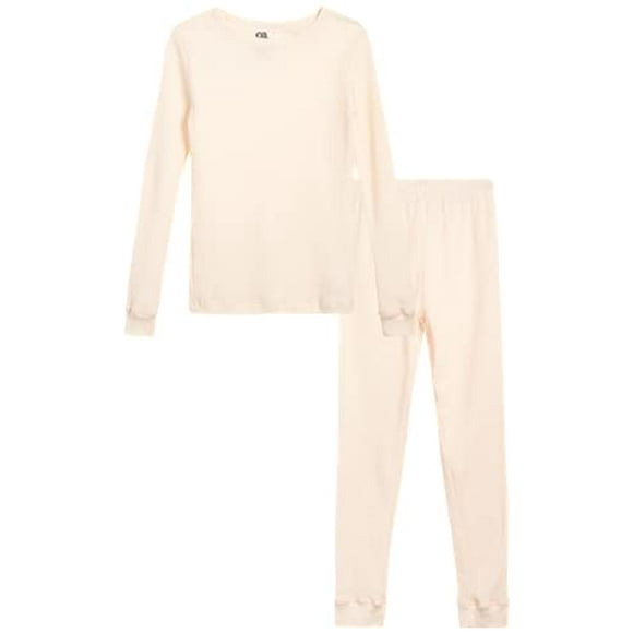 Only Boys Ensemble de sous-Vêtements Thermiques - 2 Pcs Haut en Tricot Gaufré et Long Johns 2T-16, Taille 2T, Naturel