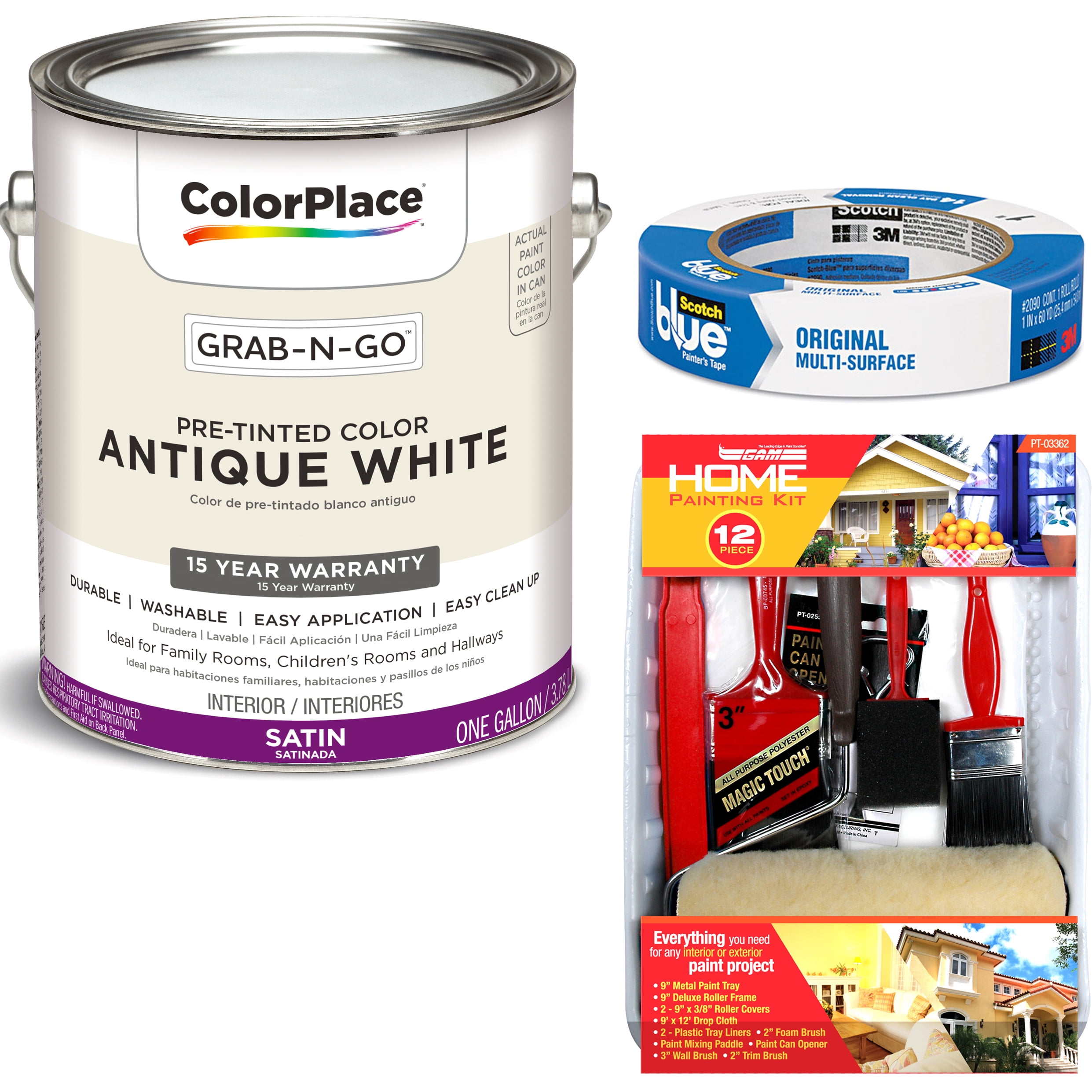 ColorPlace Grab-N-Go Antique White Interior Paint with ScotchBlue ...