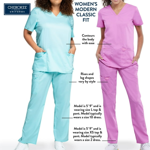 Cherokee Workwear Revolution Pantalon d'Uniforme à Taille Mi-Haute pour Femmes, Jambe Fuselée, Cordon de Serrage