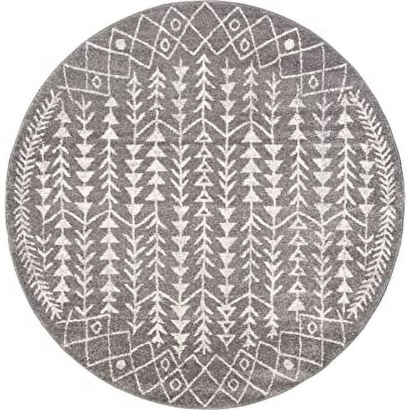 SAFAVIEH Tulum Goddard Oriental Area Rug, Dark Grey/Ivory, 3' x 3' Round
