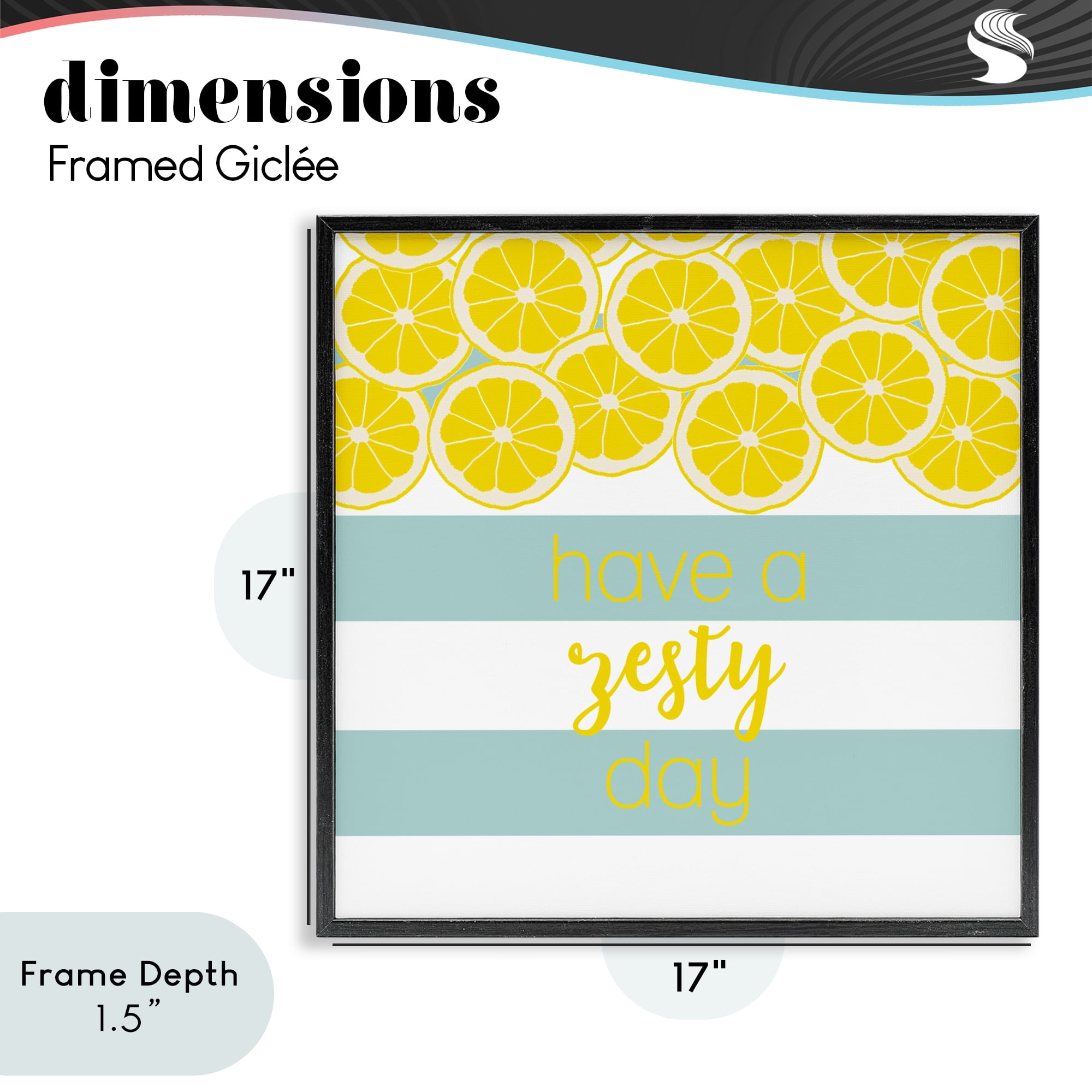 Stupell Industries Zesty Citrus with Stripes Black Framed Giclee Art, design by Anna Quach