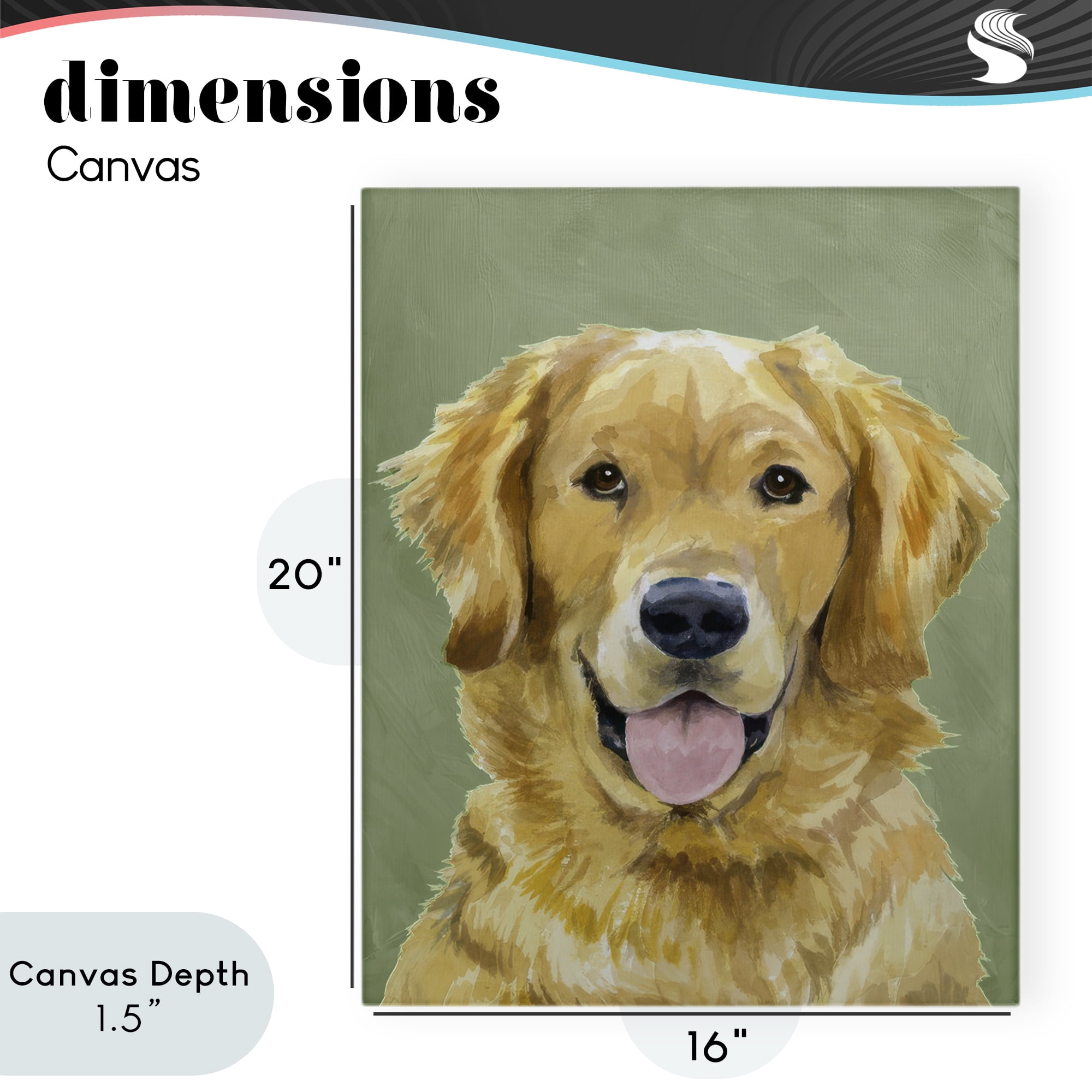 Stupell Industries Smiling Golden Retriever Portrait Canvas Wall Art, design by Lil' Rue