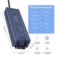 thumbnail image 2 of Tignapoo Alimentation LED Étanche 350W avec Indice IP67 pour Éclairage Extérieur, Signalisation et Bandes - Sortie 12V, Protection contre les Surcharges et les Courts-Circuits, Entrée AC180-240V, 2 of 6