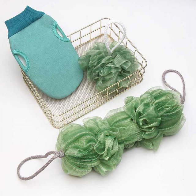 Toalla de frotamiento larga, fuerte frotamiento de lodo, fruta verde (retirar el baño + guantes de baño + flor de baño) Ormromra JQWJ585-3