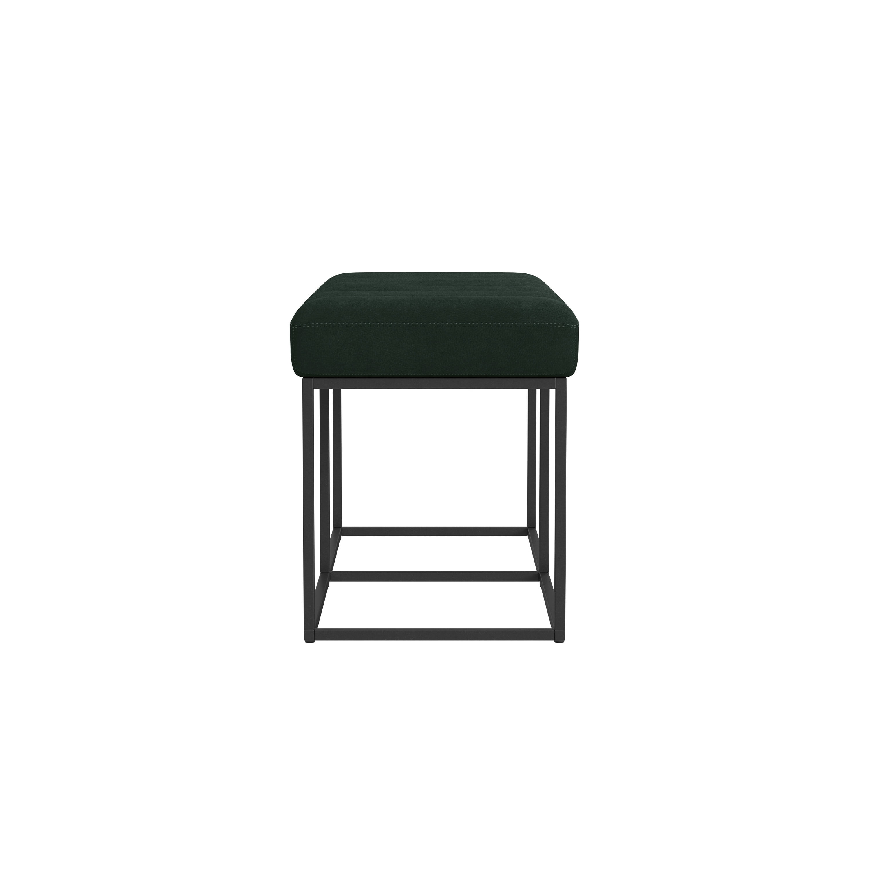 HomePop Theodore Metal & Faux Suede Bench, 42.5"W x 16"D x 19"H, Deep Forest Green/Black