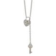 thumbnail image 1 of Sterling Silver with 14K Gold Diamond Heart Lock & Key Necklace, 1 of 1