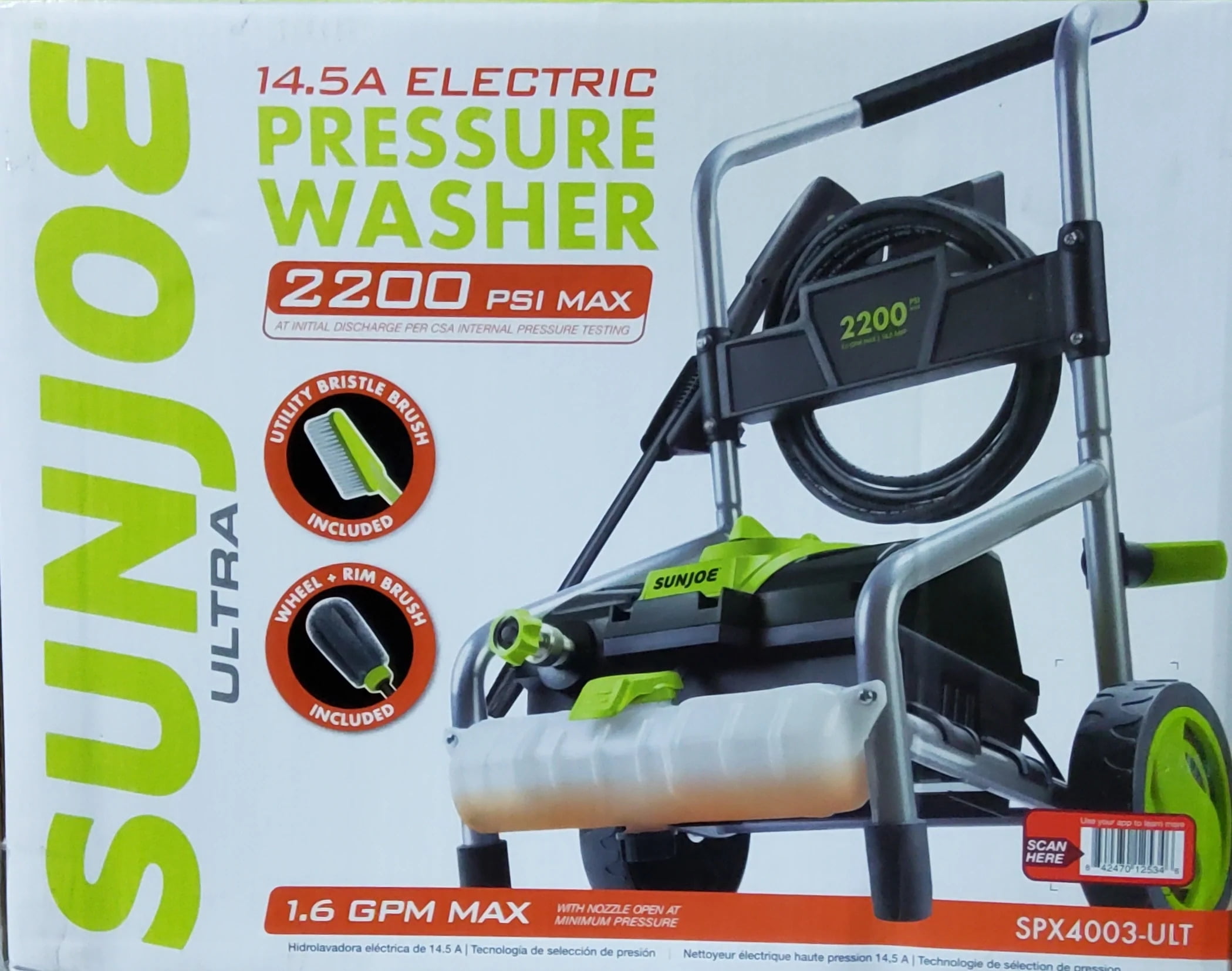 Sun Joe SPX4003ULT Electric Pressure Washer 2200 PSI 1.6 GPM 14.5