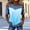 Light Blue, variant on Women's Cut Out Cold Shoulder Tops Summer Denim Patchwork Short Sleeve Crew Neck Gradation T Shirts Blue