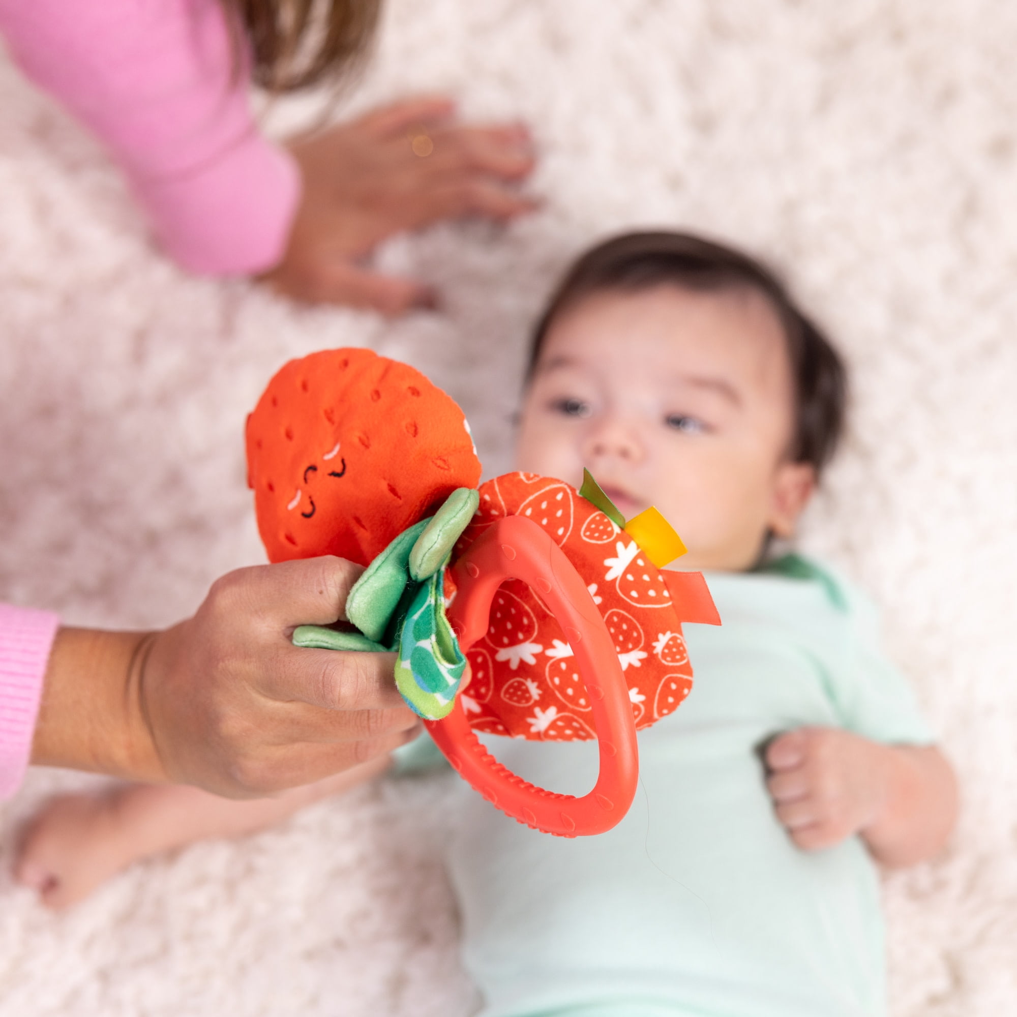Melissa & Doug Peek-a-Boo Berry Take-Along Toy with Teether, Clip-On Stroller Toy for Baby Ages 12m+