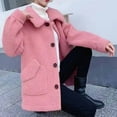 thumbnail image 4 of XPMWRP Women's Fleece Button Down Coats Lapel Long Sleeve Solid Color Casual Jackets Winter Keep Warm Loose Jacket with Pocket Pink M, 4 of 4