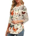 thumbnail image 4 of Mittory Womens Tops 3/4 Sleeve Shirts Round Neck Loose Casual Blouses Floral Print Tshirts, 4 of 6