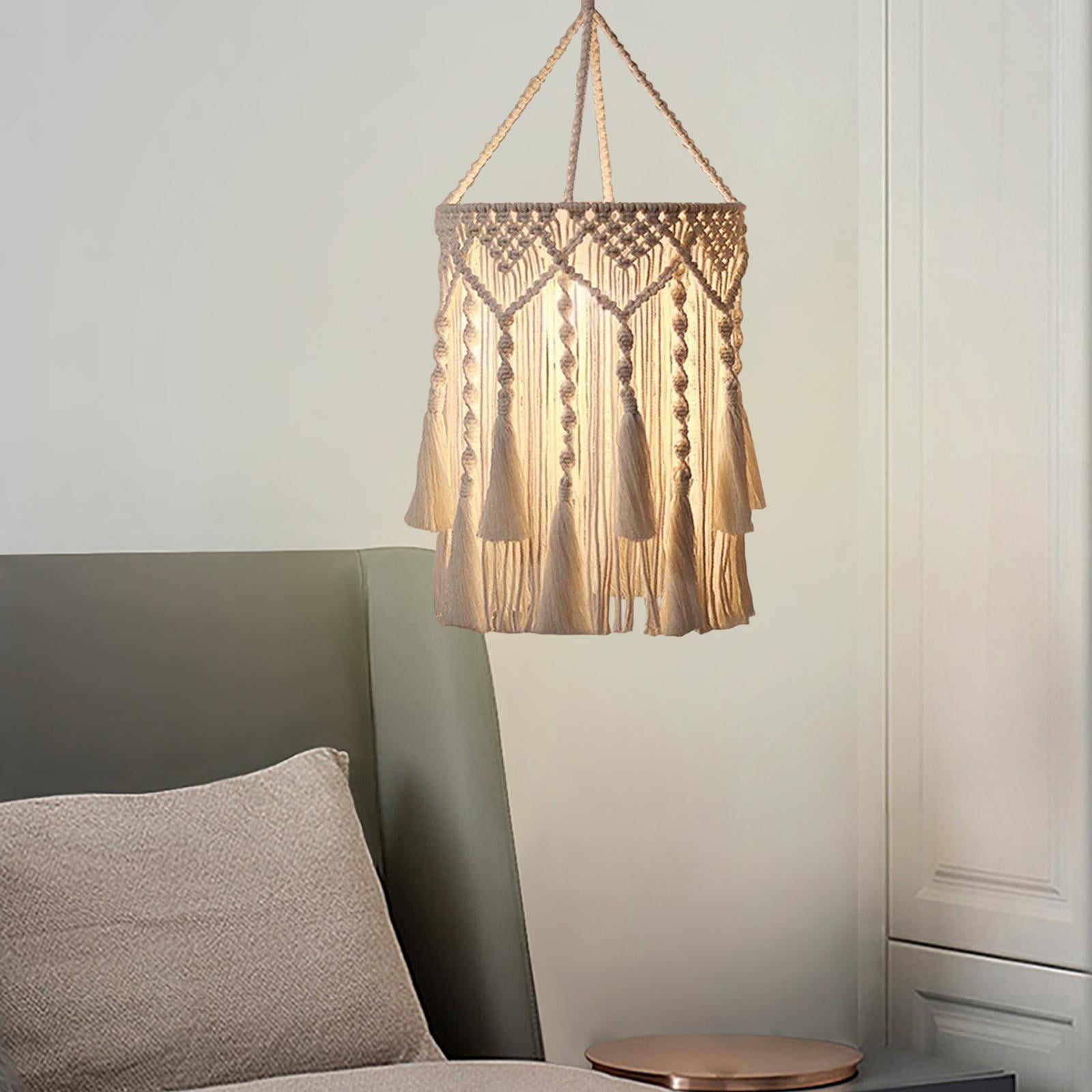 EHJRE Macrame Lamp Shade Boho Hanging Pendant Light Cover Light Fixtures Cover Ceiling Light Shade for Living Room Office Festival , A 30cmx75cm
