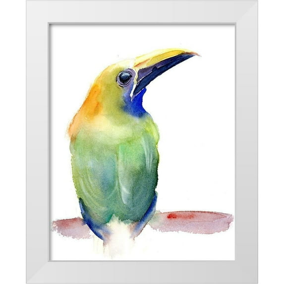 Shefranov, Olga 20x24 White Modern Wood Framed Museum Art Print Titled - Green Bird II