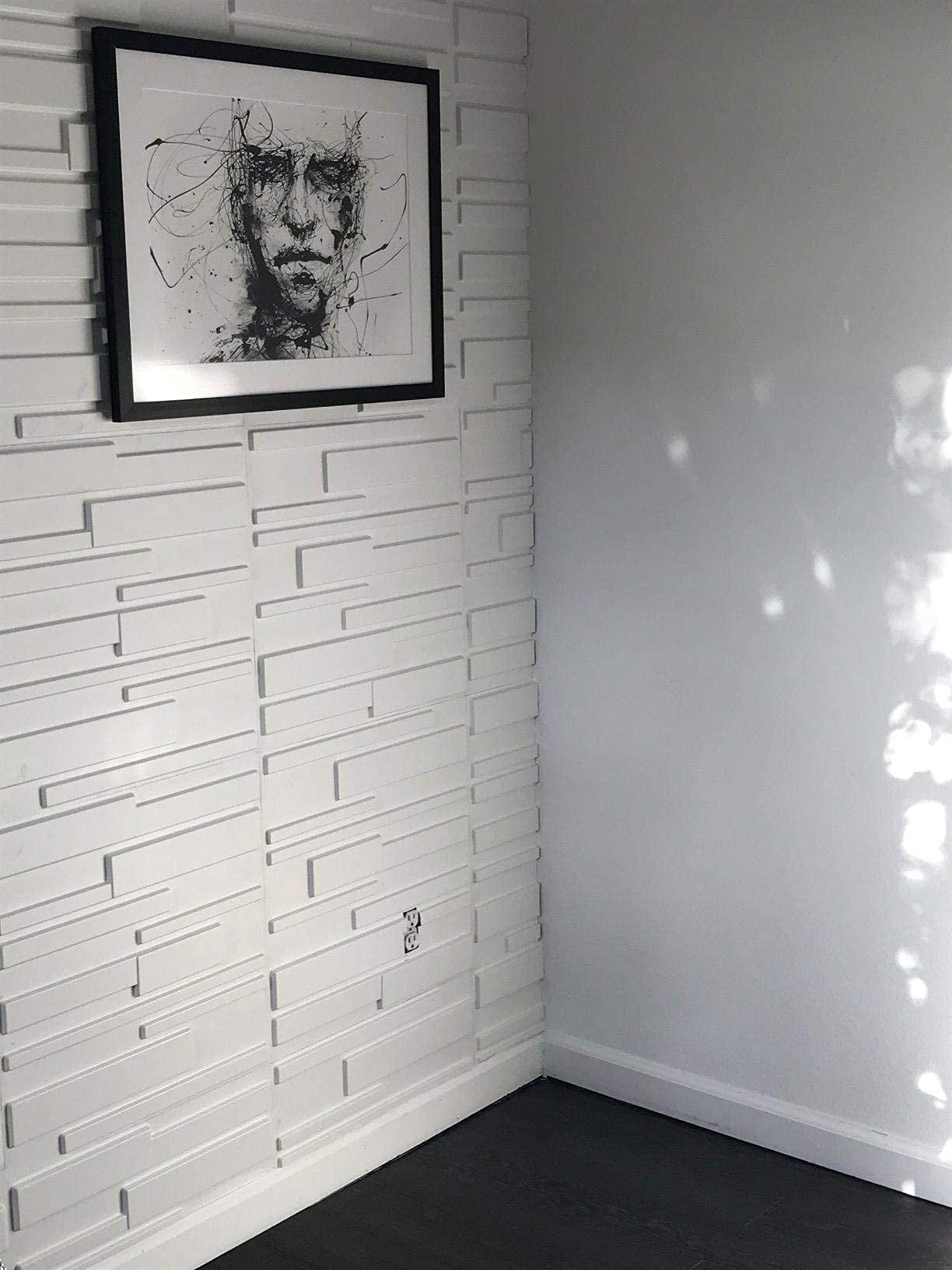 Art3d 12 Pack Wall Panels Brick Design 3D Wall Panels PVC, White 32 Sq.ft