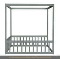 thumbnail image 5 of Full Size Canopy Frame Rubber Wood Floor Bed with Fence,Guardrails,Grey, 5 of 10
