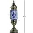 thumbnail image 3 of Turkish Cylinder Table Lamp Mosaic Glass Accent Boho Lamps Moroccan Lantern Blue Star, 3 of 7